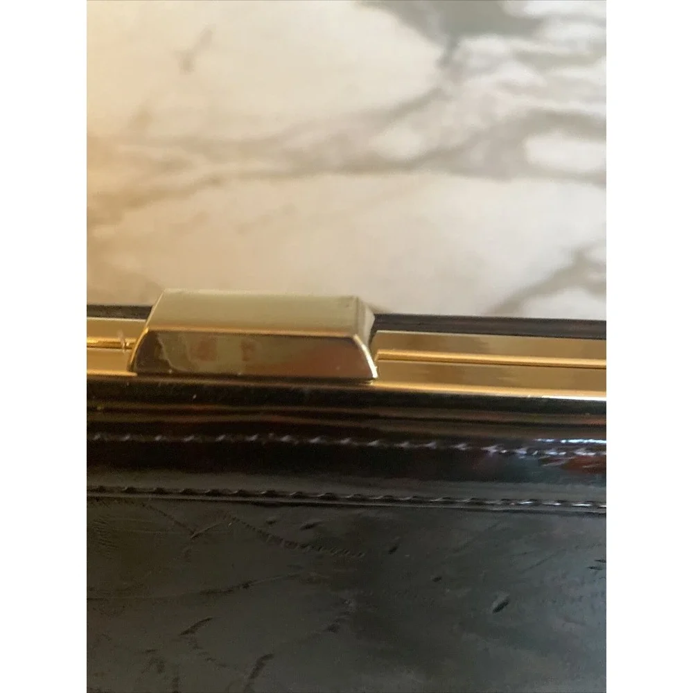 Banana Republic Tortoiseshell Patent Clutch Evening‎ Bag Gold Chain Strap
